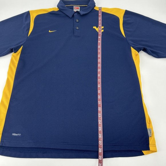 West Virginia Mountaineers Shirt Mens L Blue Nike Team Short Sleeve Polo Fit Dry - Picture 8 of 11